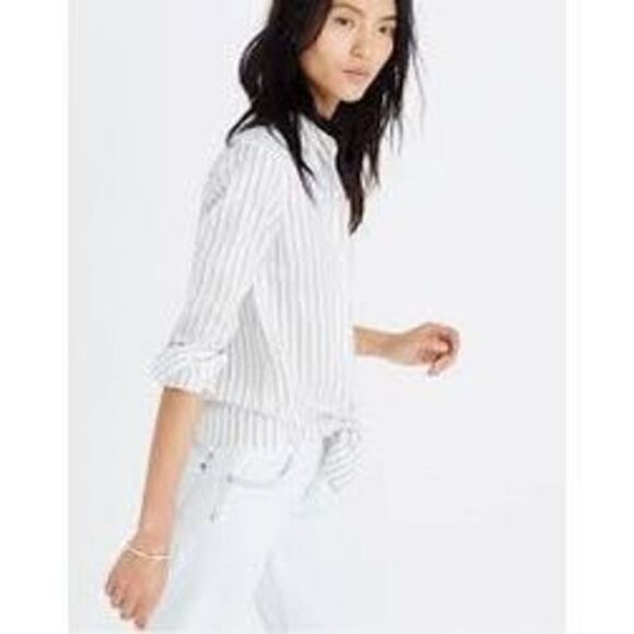 Madewell Tie-Front Shirt in Darcy Stripe size small - Picture 1 of 6